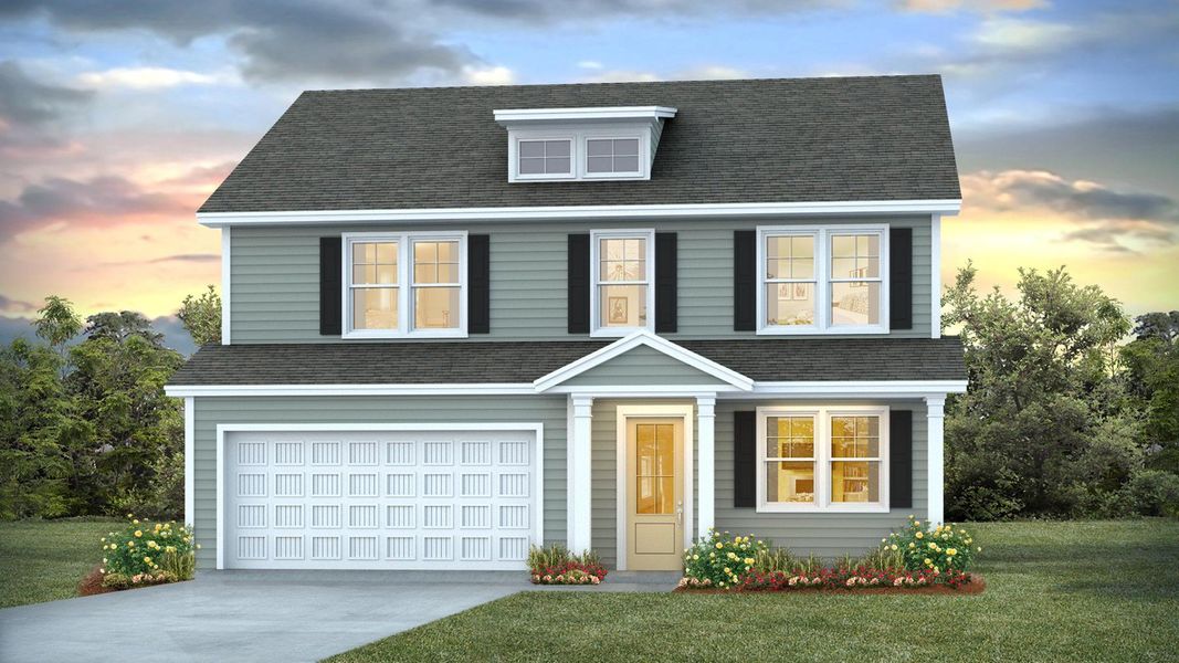 Representative exterior photo of a completed home built from the TILLMAN by D.R. Horton in Surfside Landing, Hubert, NC (Image 1).