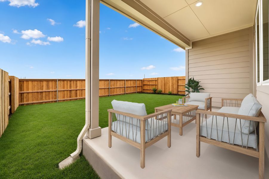 Exterior details and patio area of a home in Sunfield, Buda (Image 3).