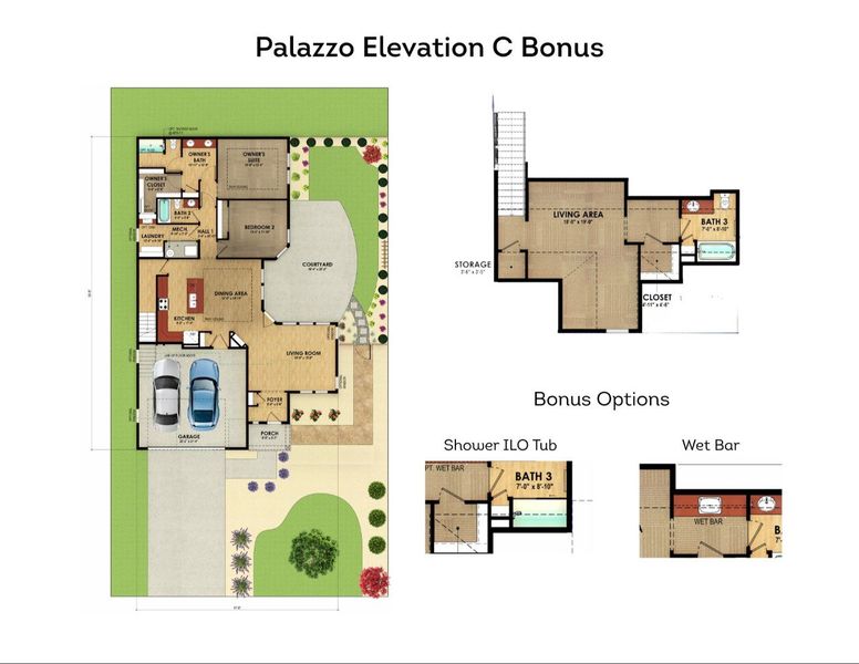 2D floor plan layout for the Palazzo by Epcon Communities in Chipeta Hollows, Grand Junction, CO (Image 5).
