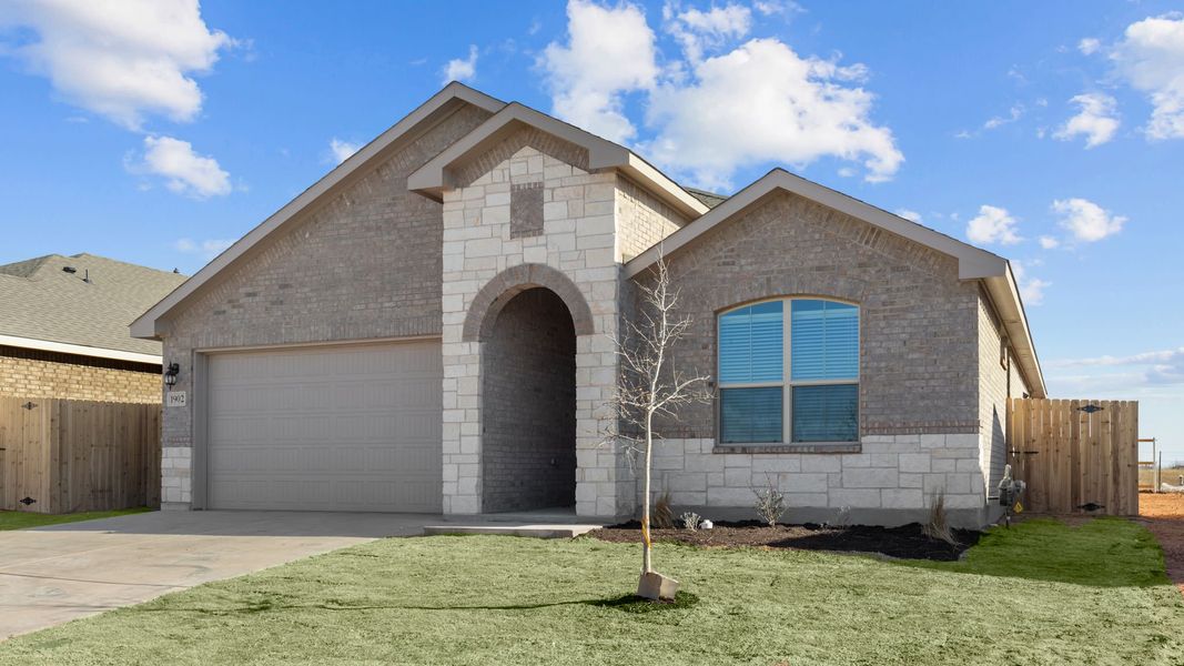 Representative exterior photo of a completed home built from the BLANCO by D.R. Horton in Northwest Passage, Midland, TX (Image 18). Representative exterior photo of a completed home built from the BLANCO by D.R. Horton in Northwest Passage, Midland, TX (Image 18).