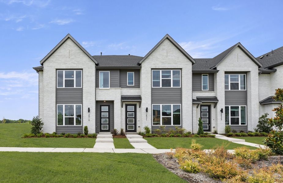 Front exterior of a new home in Chelsea Commons, Allen, TX, highlighting curb appeal (Image 1). Front exterior of a new home in Chelsea Commons, Allen, TX, highlighting curb appeal (Image 1).