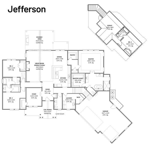 2D floor plan layout for the Jefferson by Cope Homes in Capitol Hill, Anna, TX (Image 7).