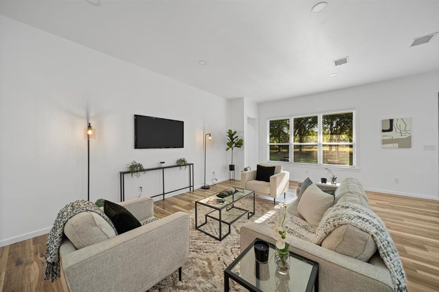 Living room featuring light hardwood / wood-style floors