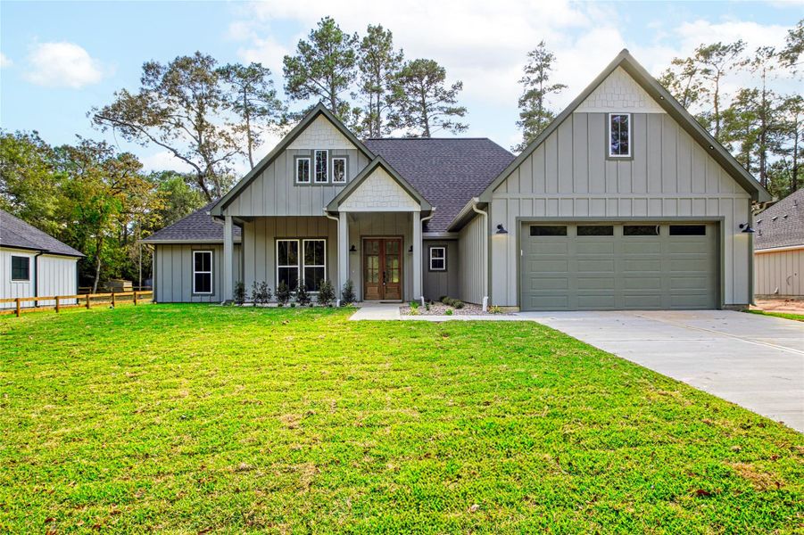 Front exterior of a new home in , Plantersville, TX, highlighting curb appeal (Image 2). Front exterior of a new home in , Plantersville, TX, highlighting curb appeal (Image 2).