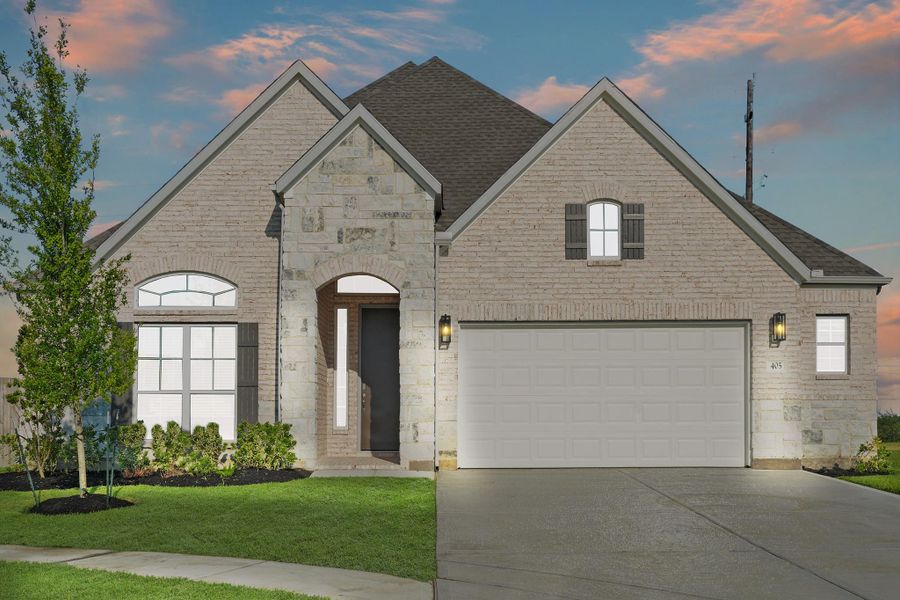 Front exterior of a new home in Beacon Hill, Waller, TX, highlighting curb appeal (Image 14). Front exterior of a new home in Beacon Hill, Waller, TX, highlighting curb appeal (Image 14).