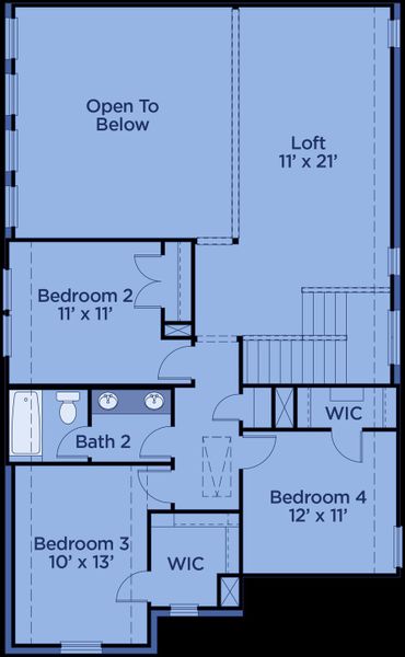 2D floor plan layout for the Willow by UnionMain Homes in Edgewater, Fate, TX (Image 5).