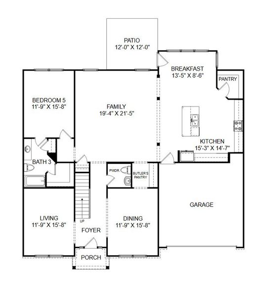 2D floor plan layout of this home in Parkers Summit, Greer, SC (Image 3).