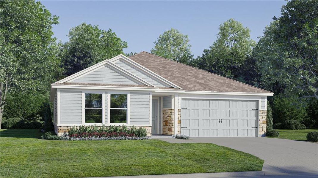 Front exterior of a new home in Crosswinds, Haines City, FL, highlighting curb appeal (Image 1). Front exterior of a new home in Crosswinds, Haines City, FL, highlighting curb appeal (Image 1).