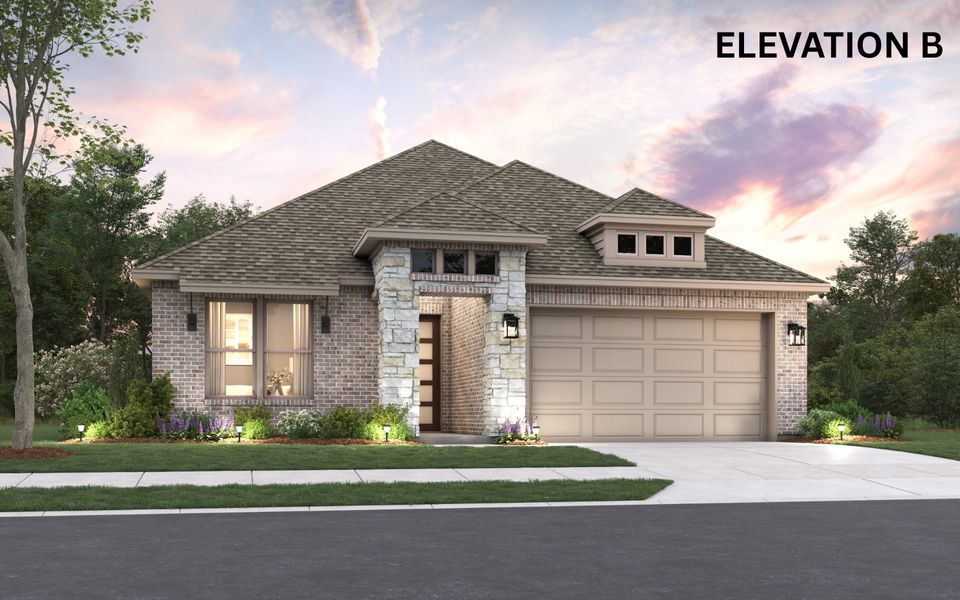 Representative exterior photo of a completed home built from the Jackson by Cambridge Homes in Ribbonwood, Aubrey, TX (Image 16). Representative exterior photo of a completed home built from the Jackson by Cambridge Homes in Ribbonwood, Aubrey, TX (Image 16).