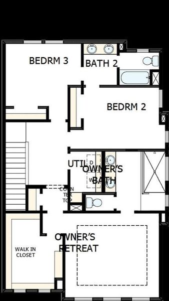 2D floor plan layout of this home in Painted Tree Woodland West – Village, McKinney, TX (Image 3).