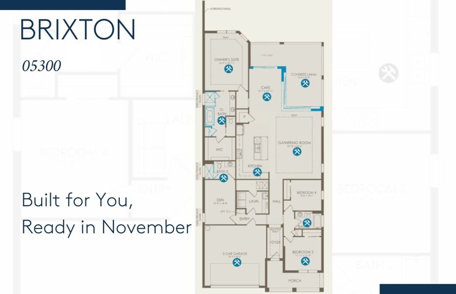 2D floor plan layout of this home in The Reserve at Eastpointe, Palm Beach Gardens, FL (Image 4).