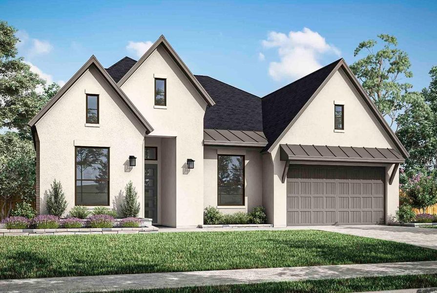 Front exterior of a new home in , Missouri City, TX, highlighting curb appeal (Image 1).