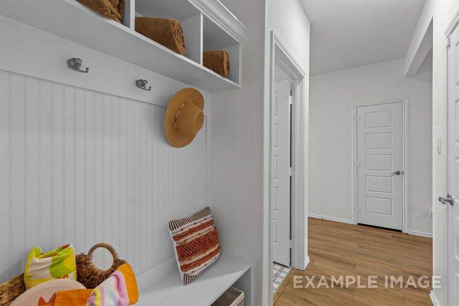 Mudroom featuring light hardwood / wood-style flooring