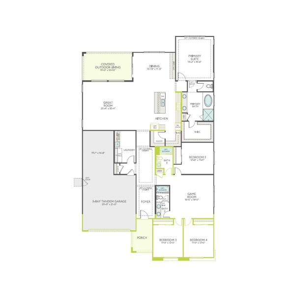 2D floor plan layout of this home in Soleo, San Tan Valley, AZ (Image 4).