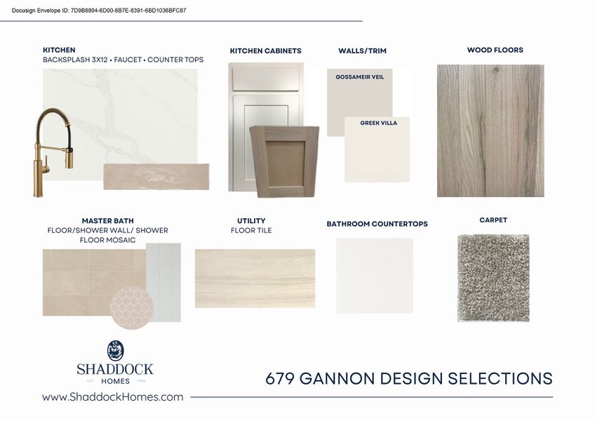 Sample of building materials used in homes in Estates at Rockhill, Frisco (Image 3).