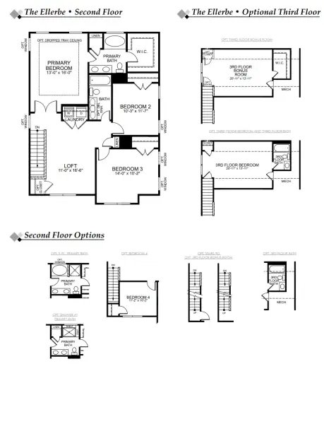 2D floor plan layout for the Ellerbe by Eastwood Homes in The Grove at Bratton Park, York, SC (Image 4).