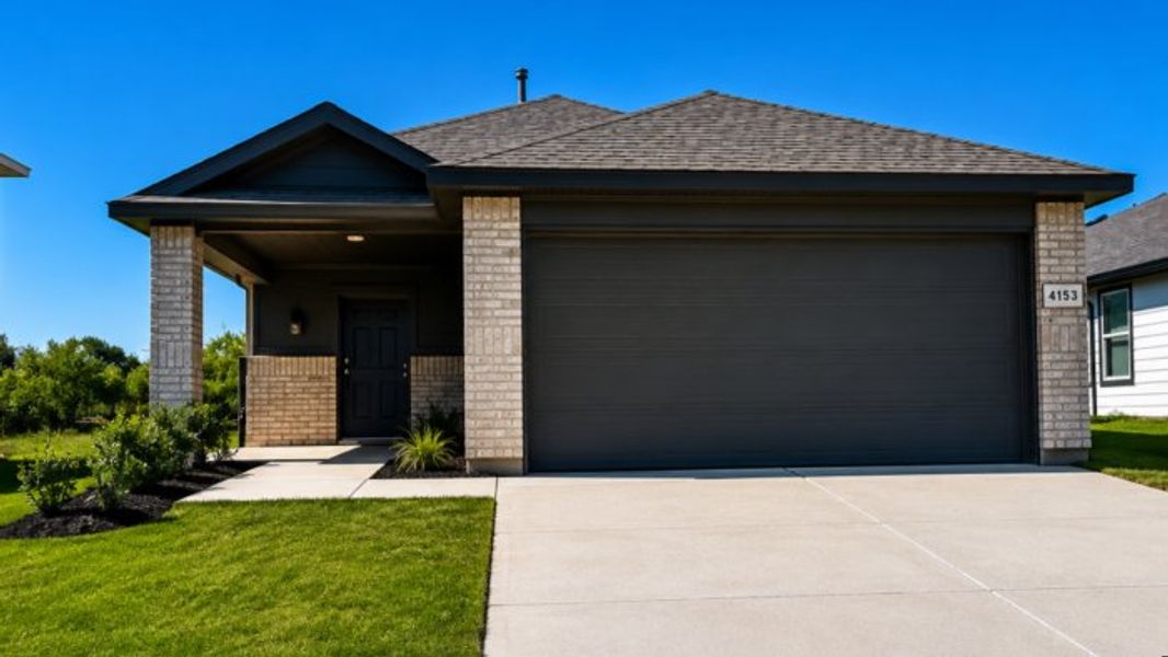 Front exterior of a new home in Sunnycreek, Crowley, TX, highlighting curb appeal (Image 1). Front exterior of a new home in Sunnycreek, Crowley, TX, highlighting curb appeal (Image 1).