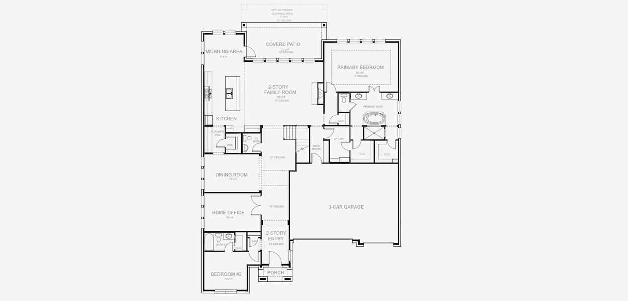 2D floor plan layout for the 3896W by Perry Homes in Sweetgrass 80', Haslet, TX (Image 3).