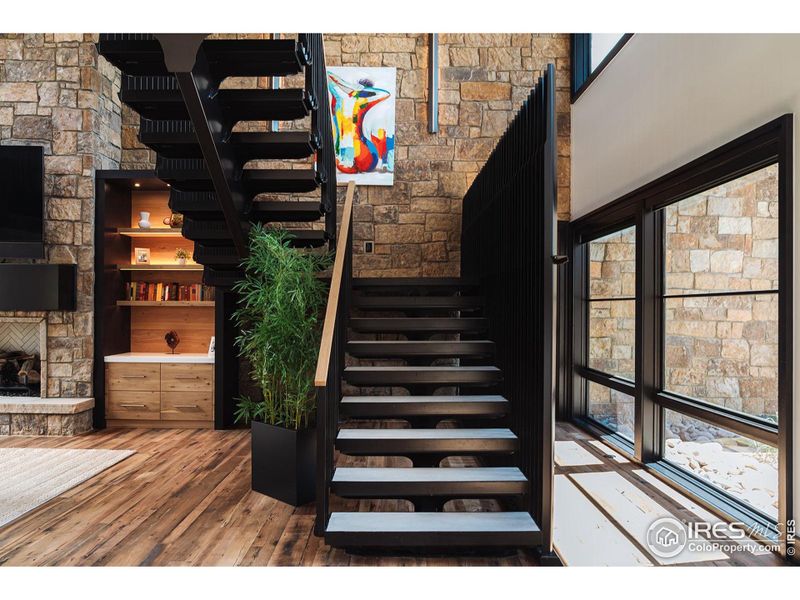 Full customs steel staircase leading to level 2