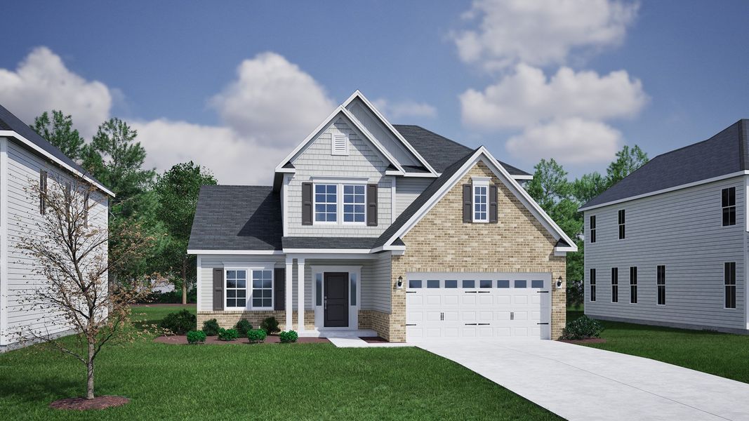 Representative exterior photo of a completed home built from the Nantahala II - Vanguard Collection by Mungo Homes in Scotts Hill Village, Wilmington, NC (Image 18).