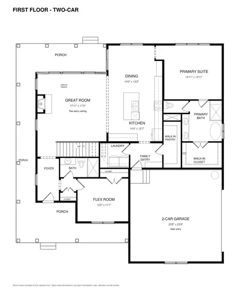 2D floor plan layout for the Westbrook by Norfleet Builders in The Tate Reserve, Springfield, TN (Image 2). 2D floor plan layout for the Westbrook by Norfleet Builders in The Tate Reserve, Springfield, TN (Image 2).