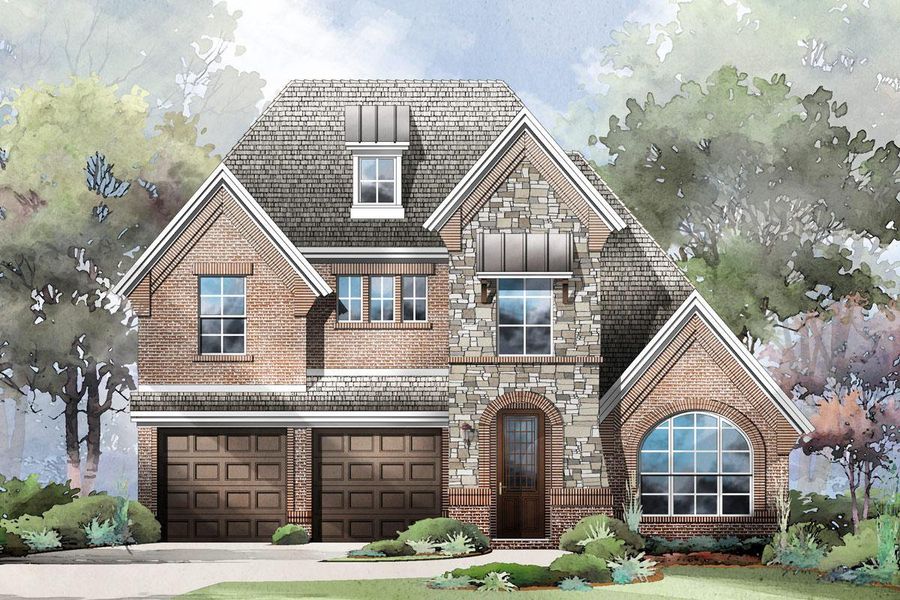 Representative exterior photo of a completed home built from the Grand Whitehall II by Grand Homes in Grand Oaks, Celina, TX (Image 24).