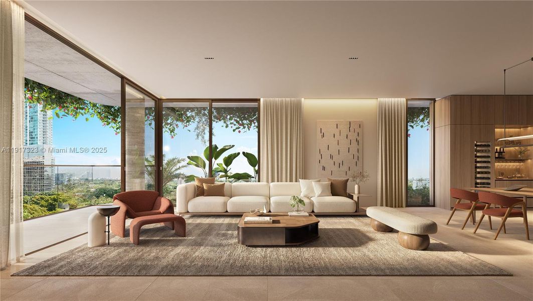 Furnished interior view inside a new home in , Miami (Image 2).