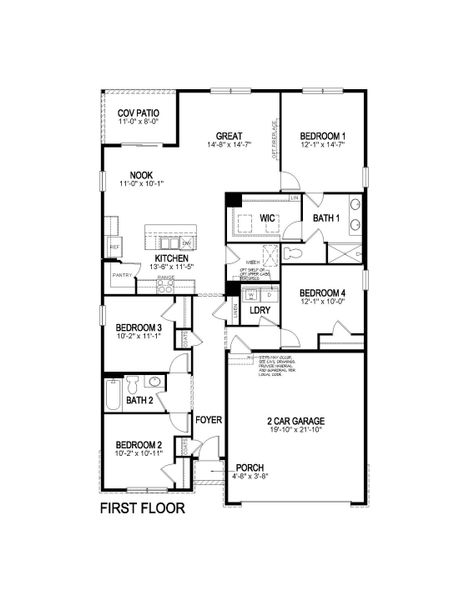 2D floor plan layout of this home in Brighton Crossing, Brighton, CO (Image 2).