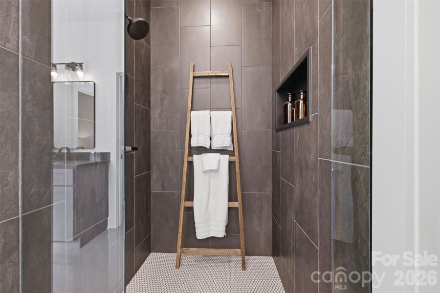 Shower in primary suite on main level Shower in primary suite on main level