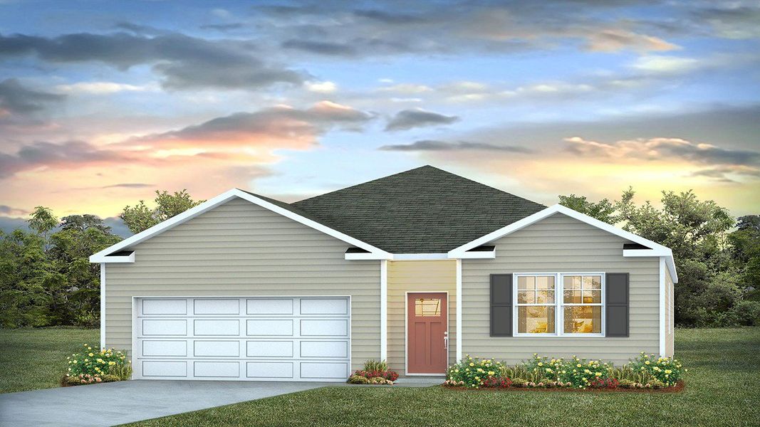 Representative exterior photo of a completed home built from the CALI by D.R. Horton in Harper Meadows, Loris, SC (Image 19).