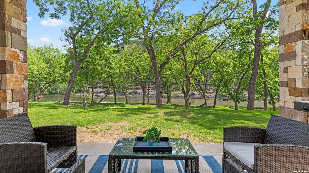 Exterior details and patio area of a home in , New Braunfels (Image 19).