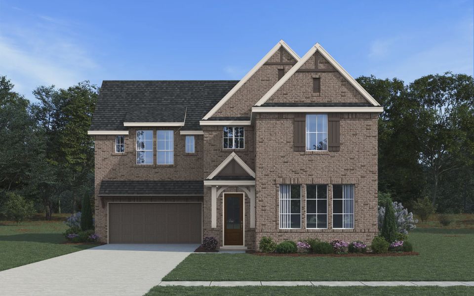 Representative exterior photo of a completed home built from the Virginia by Chesmar Homes in The Courtyards at Trinity Falls, McKinney, TX (Image 5). Representative exterior photo of a completed home built from the Virginia by Chesmar Homes in The Courtyards at Trinity Falls, McKinney, TX (Image 5).