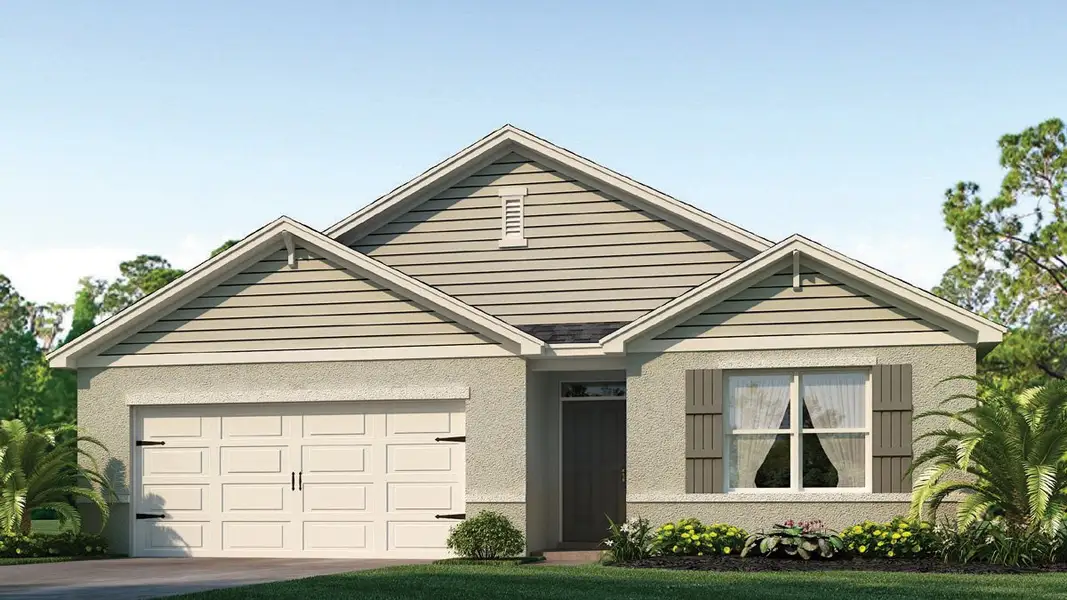 Front exterior of a new home in Crossroads at Kelly Park, Apopka, FL, highlighting curb appeal (Image 2).