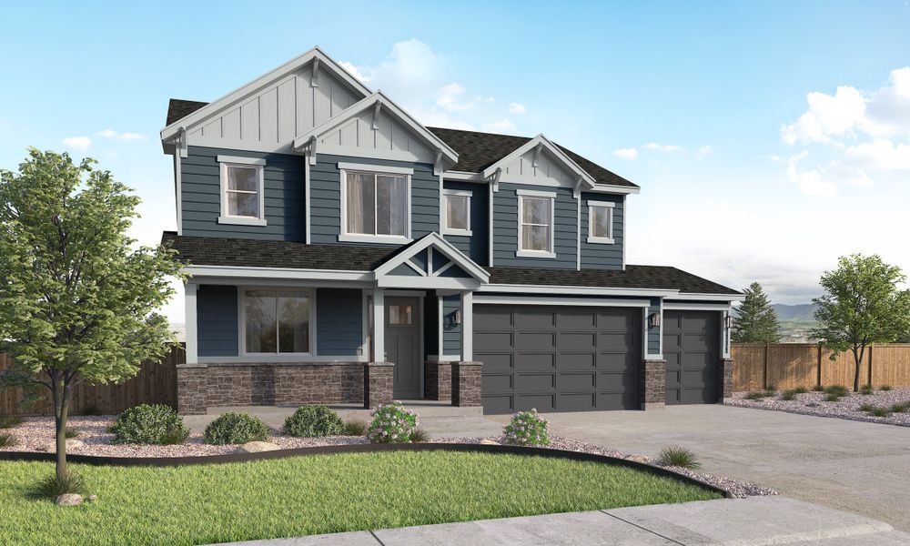 Representative exterior photo of a completed home built from the Qwynn by Lokal Homes in Jackson Creek, Monument, CO (Image 2). Representative exterior photo of a completed home built from the Qwynn by Lokal Homes in Jackson Creek, Monument, CO (Image 2).