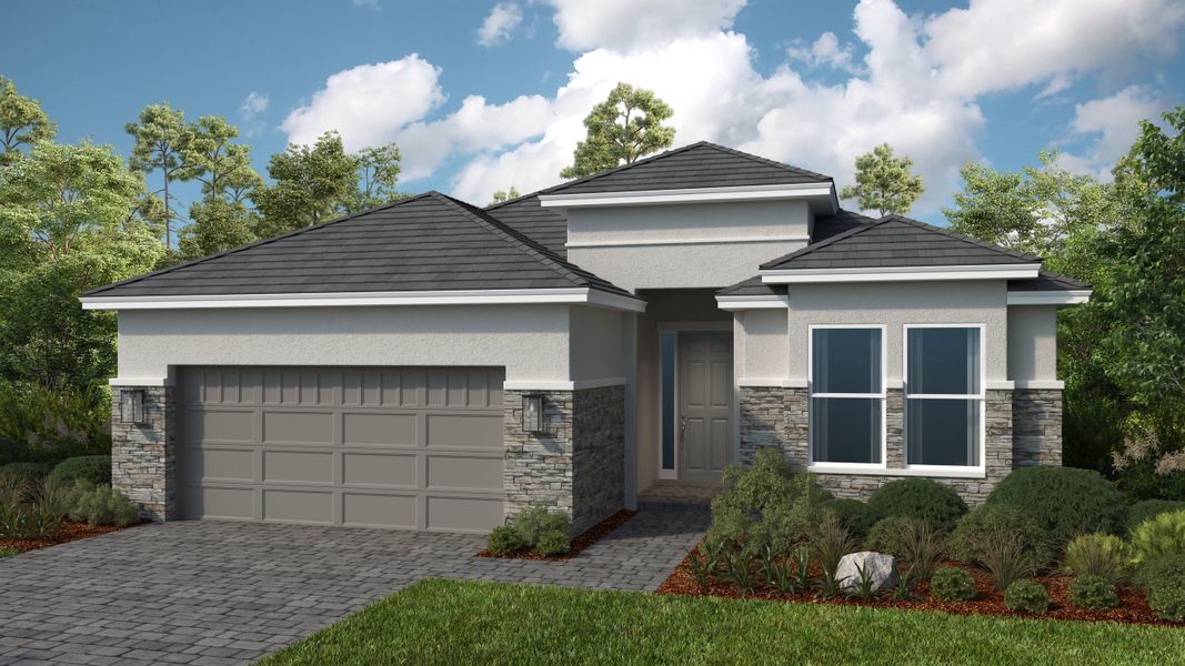 Representative exterior photo of a completed home built from the Lazio by Taylor Morrison in Center Lake Ranch Community Group Page, St. Cloud, FL (Image 21). Representative exterior photo of a completed home built from the Lazio by Taylor Morrison in Center Lake Ranch Community Group Page, St. Cloud, FL (Image 21).