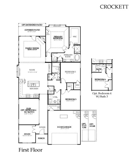 2D floor plan layout for the Crockett by Windsor Homes in Anna Town Square, Anna, TX (Image 7).