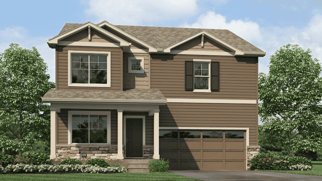 Representative exterior photo of a completed home built from the Holcombe by D.R. Horton in Brighton Crossing, Brighton, CO (Image 2).
