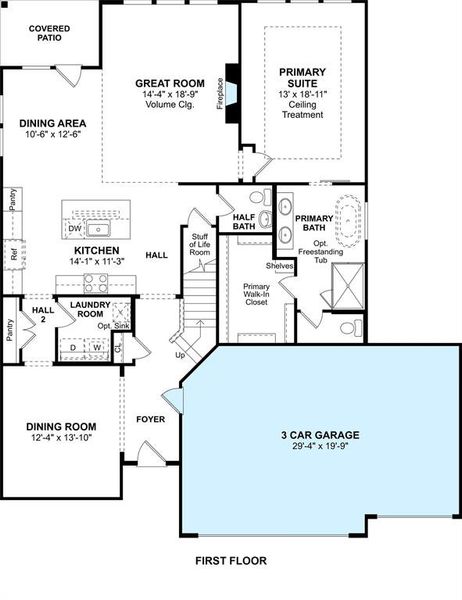 The Omaha floor plan by K. Hovnanian Homes. 1st Floor Shown. *Prices, plans, dimensions, features, specifications, materials, and availability of homes or communities are subject to change without notice or obligation.