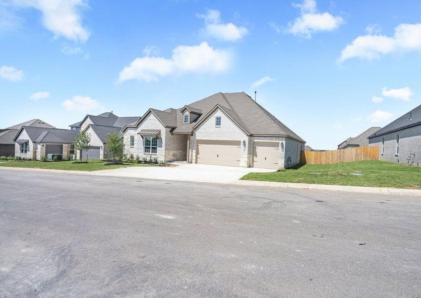 The Princeton has a brick and stone exterior.