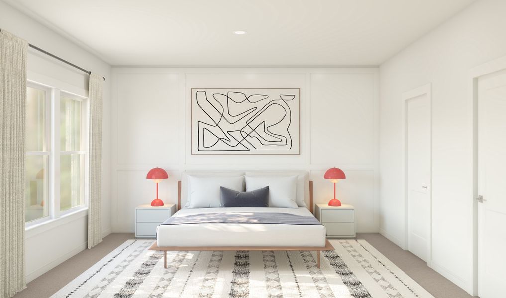 Primary suite with plush carpeting