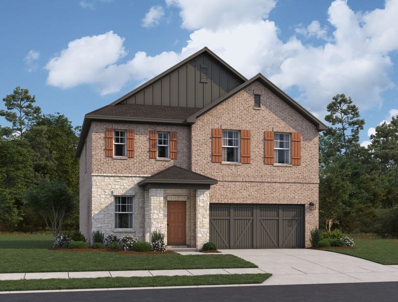 Representative exterior photo of a completed home built from the Spectra by Starlight Homes in Brookshire at Legacy Hills, Celina, TX (Image 20). Representative exterior photo of a completed home built from the Spectra by Starlight Homes in Brookshire at Legacy Hills, Celina, TX (Image 20).