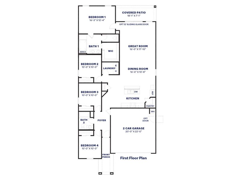 2D floor plan layout for the Gaven by D.R. Horton in The Ridge at Stone Butte, Phoenix, AZ (Image 5).