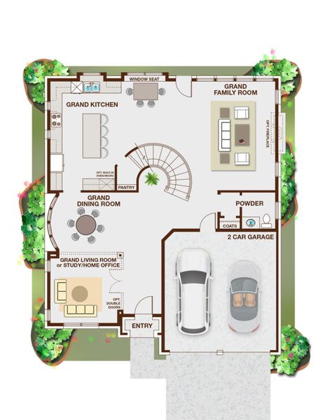 2D floor plan layout for the Grand Versailles - Executive Platinum by Grand Homes in Edgewater, Fate, TX (Image 3).