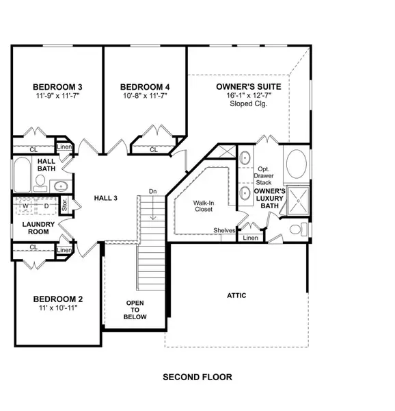 The Captiva II floor plan by K. Hovnanian® Homes. 2nd Floor shown. *Prices, plans, dimensions, features, specifications, materials, and availability of homes or communities are subject to change without notice or obligation.