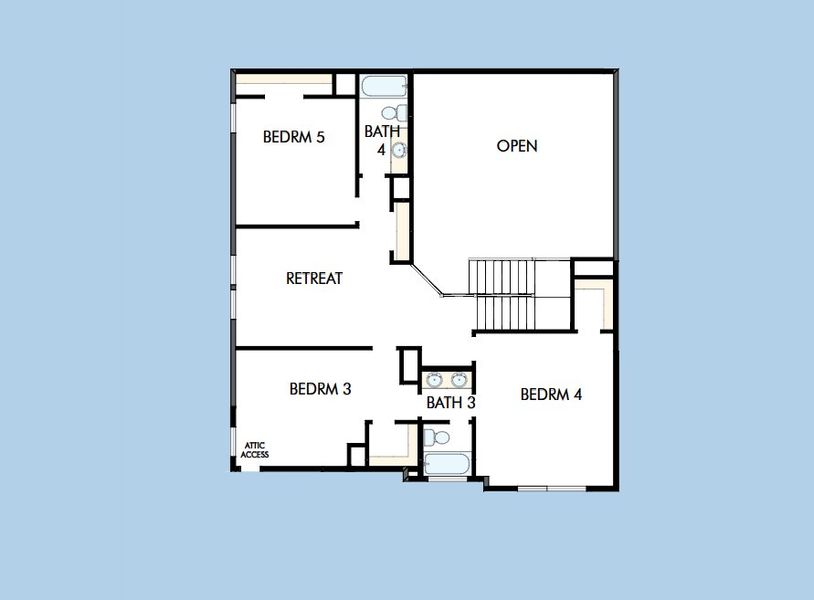 2D floor plan layout for the The Mendoza by David Weekley Homes in Whyburn Manor Series, Flower Mound, TX (Image 4).