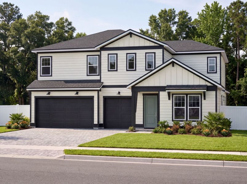 Representative exterior photo of a completed home built from the Merlot Grand by Pulte Homes in Oakmere, Jacksonville, FL (Image 3). Representative exterior photo of a completed home built from the Merlot Grand by Pulte Homes in Oakmere, Jacksonville, FL (Image 3).