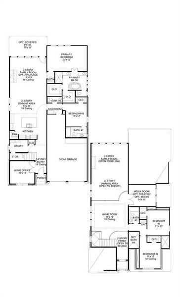 2D floor plan layout of this home in Eliana, McKinney, TX (Image 2). 2D floor plan layout of this home in Eliana, McKinney, TX (Image 2).