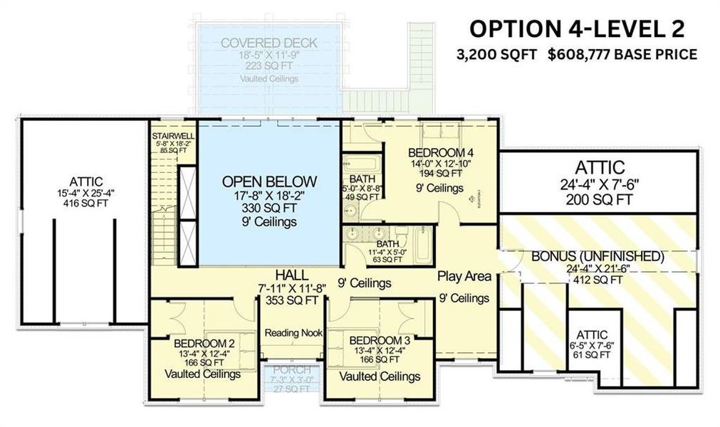 BUILD OPTION 4 LEVEL 2: View of home floor plan