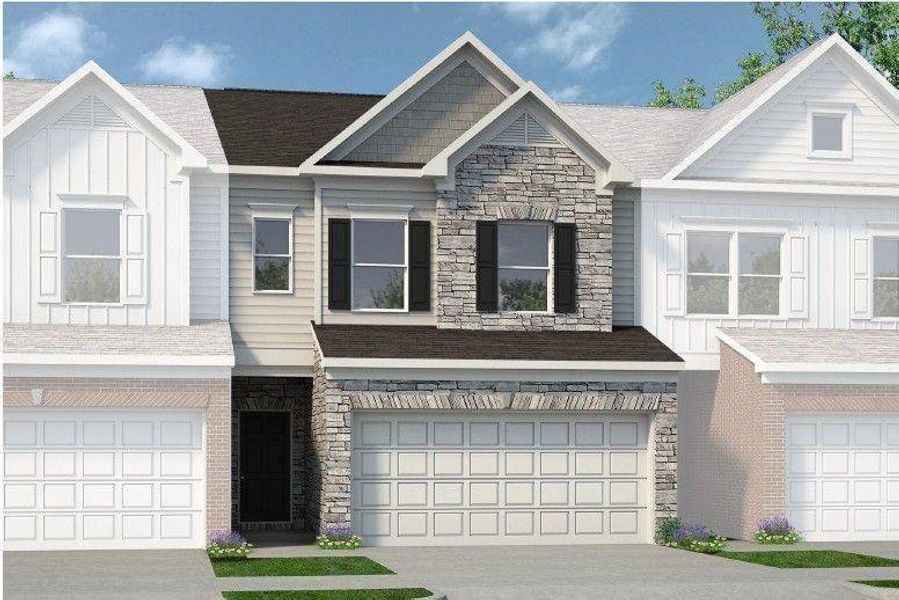 Front exterior of a new home in Jameson Towns, Villa Rica, GA, highlighting curb appeal (Image 1). Front exterior of a new home in Jameson Towns, Villa Rica, GA, highlighting curb appeal (Image 1).