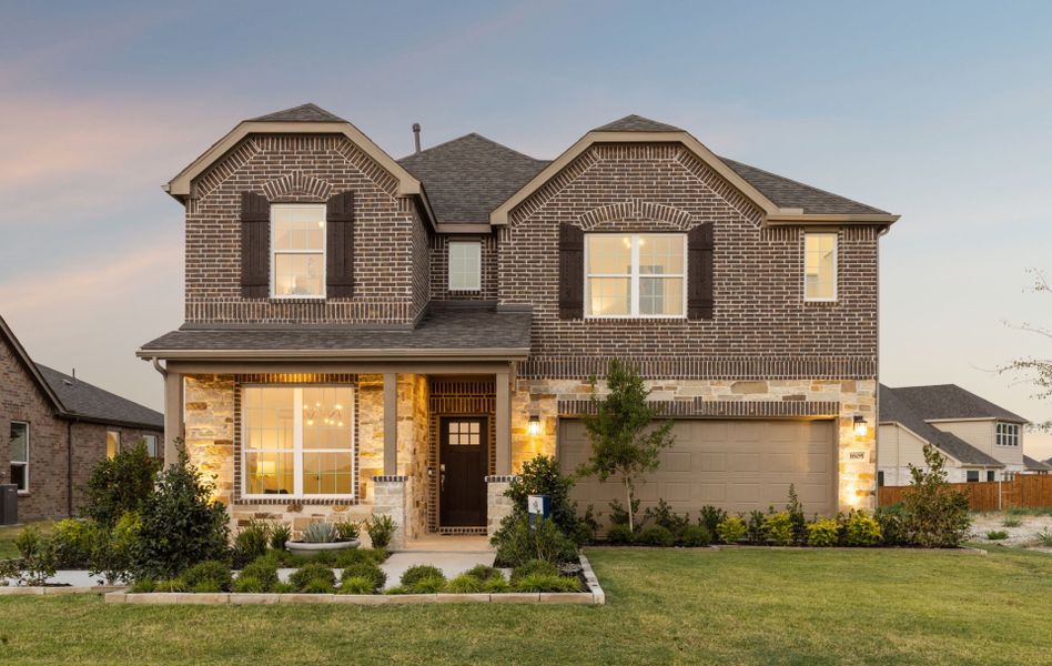 The San Marcos, a 2-story new construction home with shutters, shown with Home Exterior C